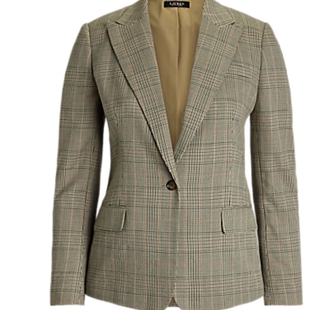 Lauren Ralph Lauren NWT Glen Plaid Cotton-Blend Twill Blazer - Picture 7 of 12